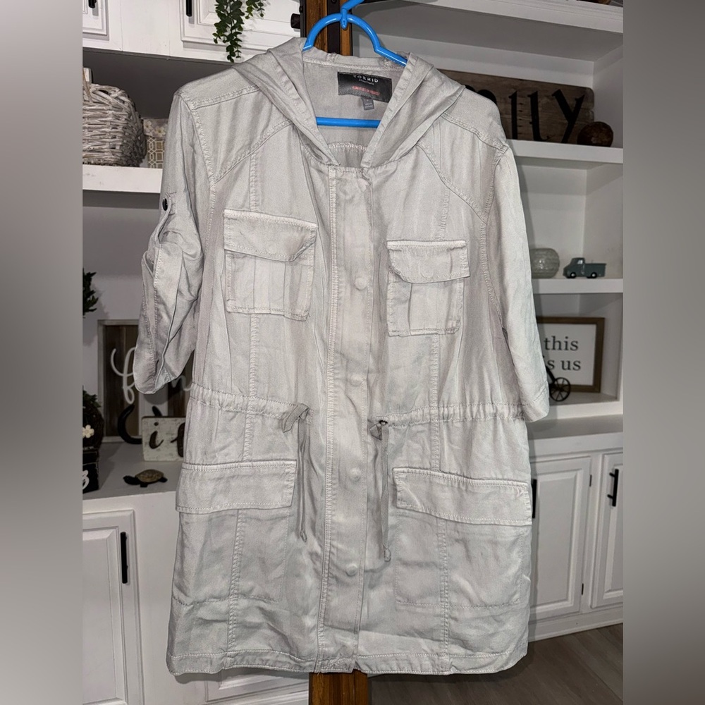 Torrid Light Gray Utility Jacket with Hood
